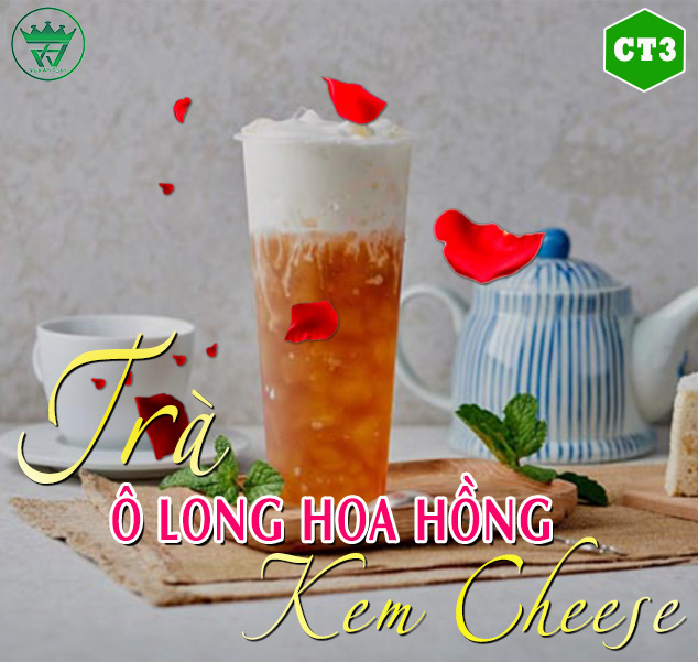 TẶNG 100 CÔNG THỨC LÀM TRÀ SỮA _ CT3_ TRÀ Ô LONG HOA HỒNG KEM CHEESE